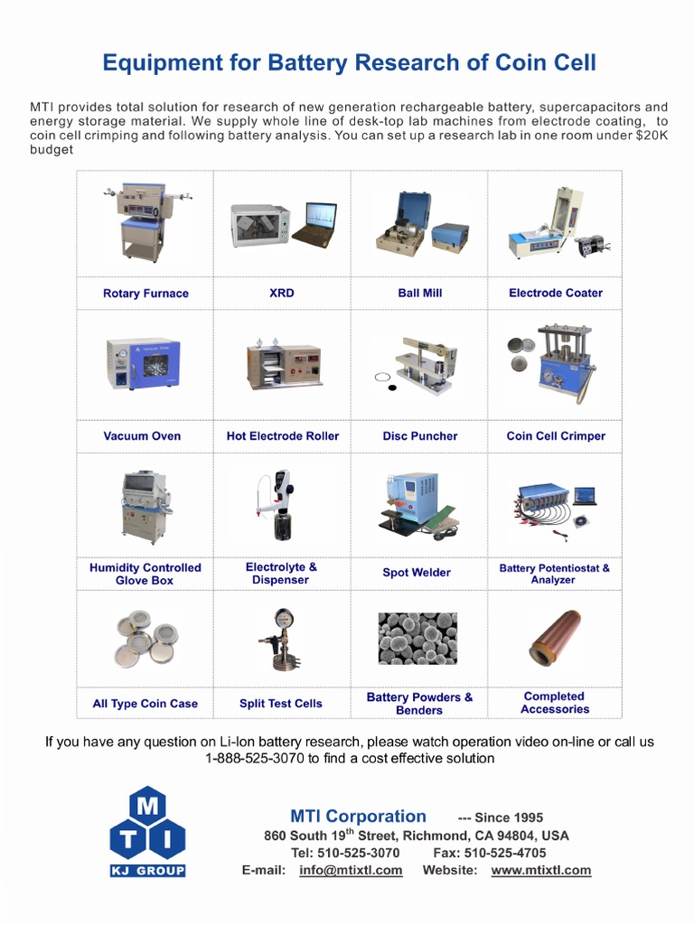 MTI Coin Cell Equipment PDF PDF
