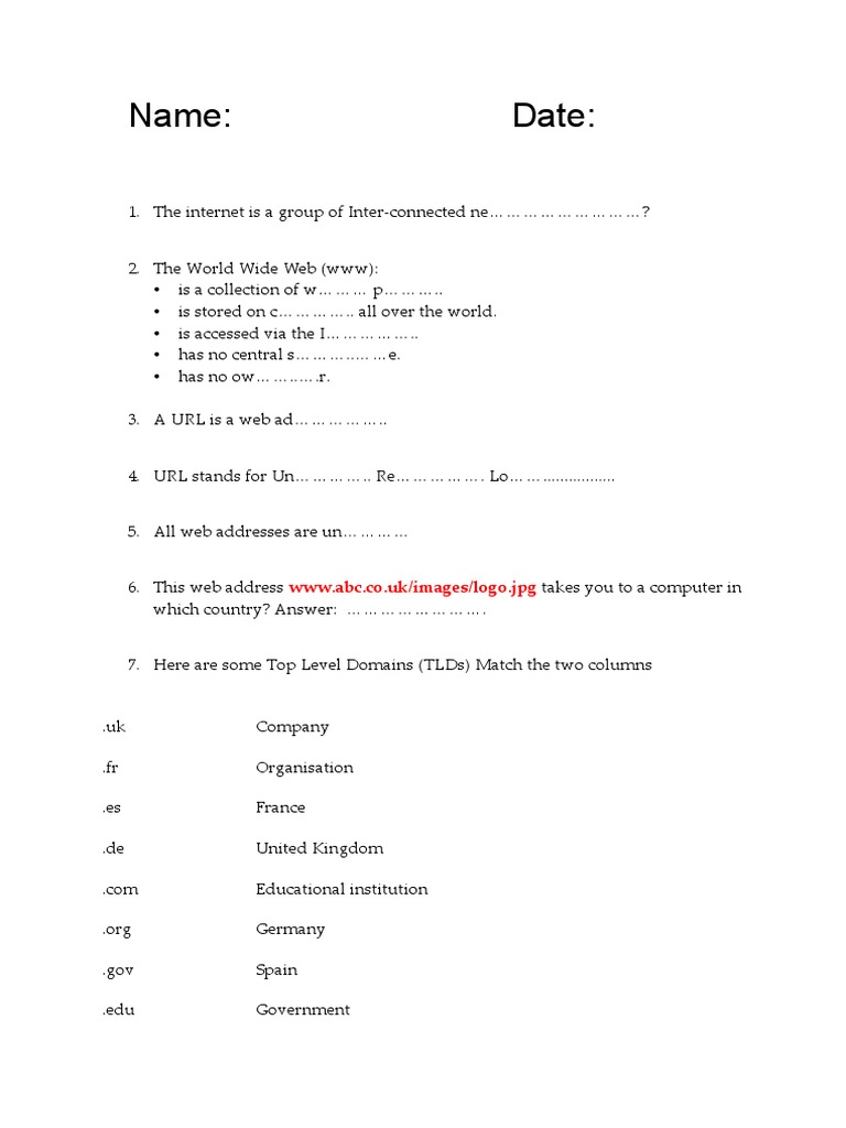 Networks Mini Test On Basic Lesson 1 | PDF