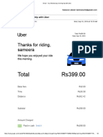 Your Wednesday Uber trip receipt and details
