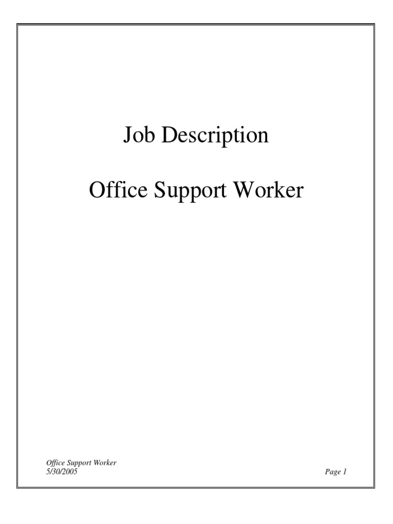 Job Description Office Support Worker PDF Business