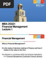 MBA ZG521 Financial Management: BITS Pilani