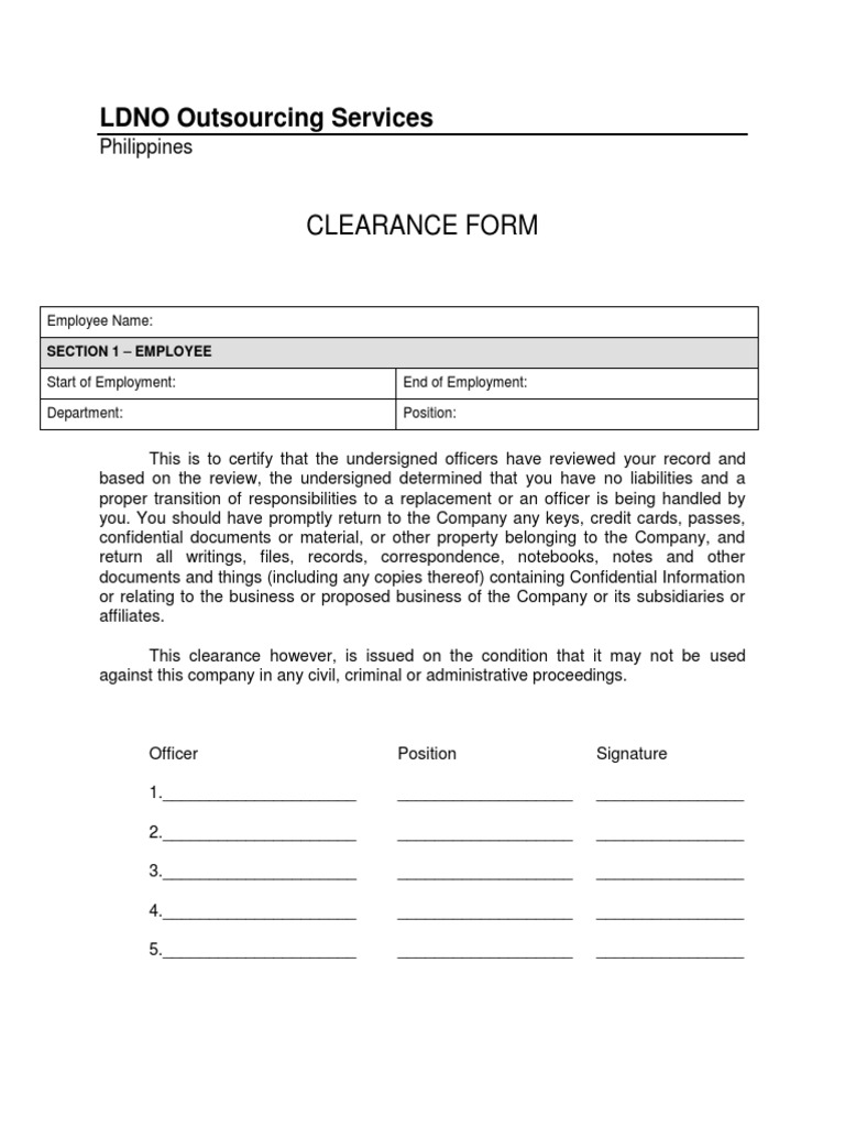 Clearance Form PDF | PDF