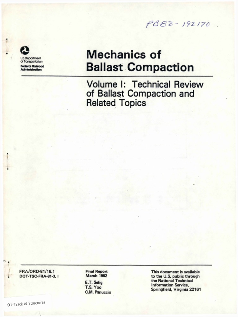 1982 Mechanics of Ballast Compaction Volume I - Technic PDF | PDF ...