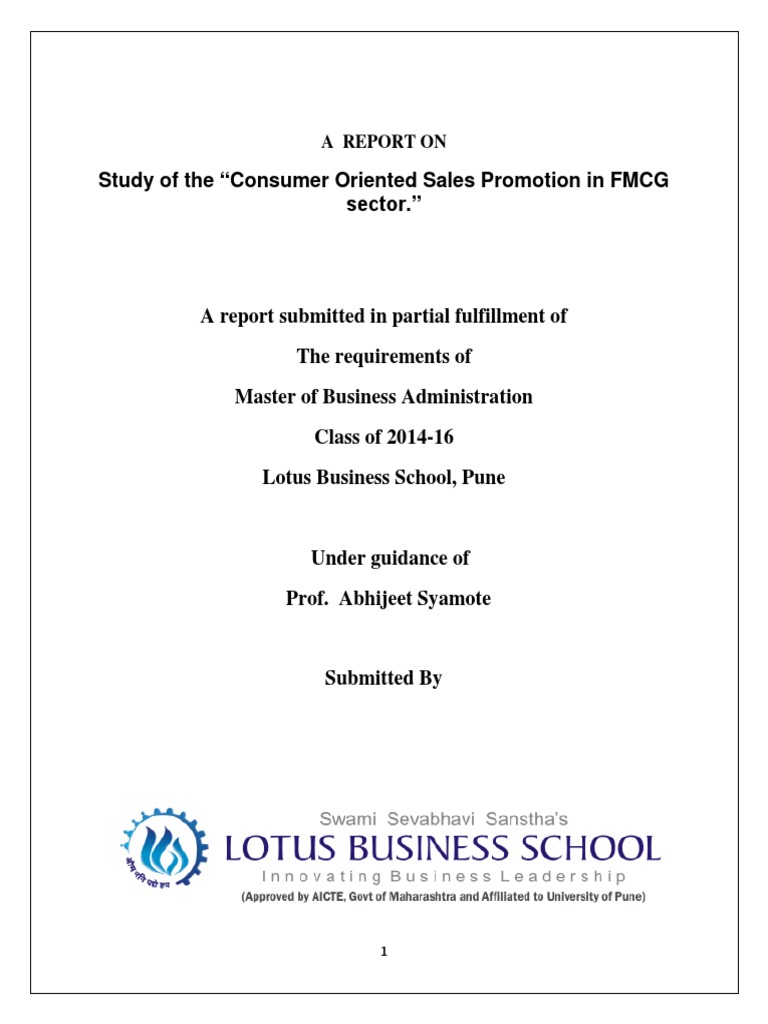 Consumer Sales Promotion in FMCG Sector | PDF | Sales | Marketing
