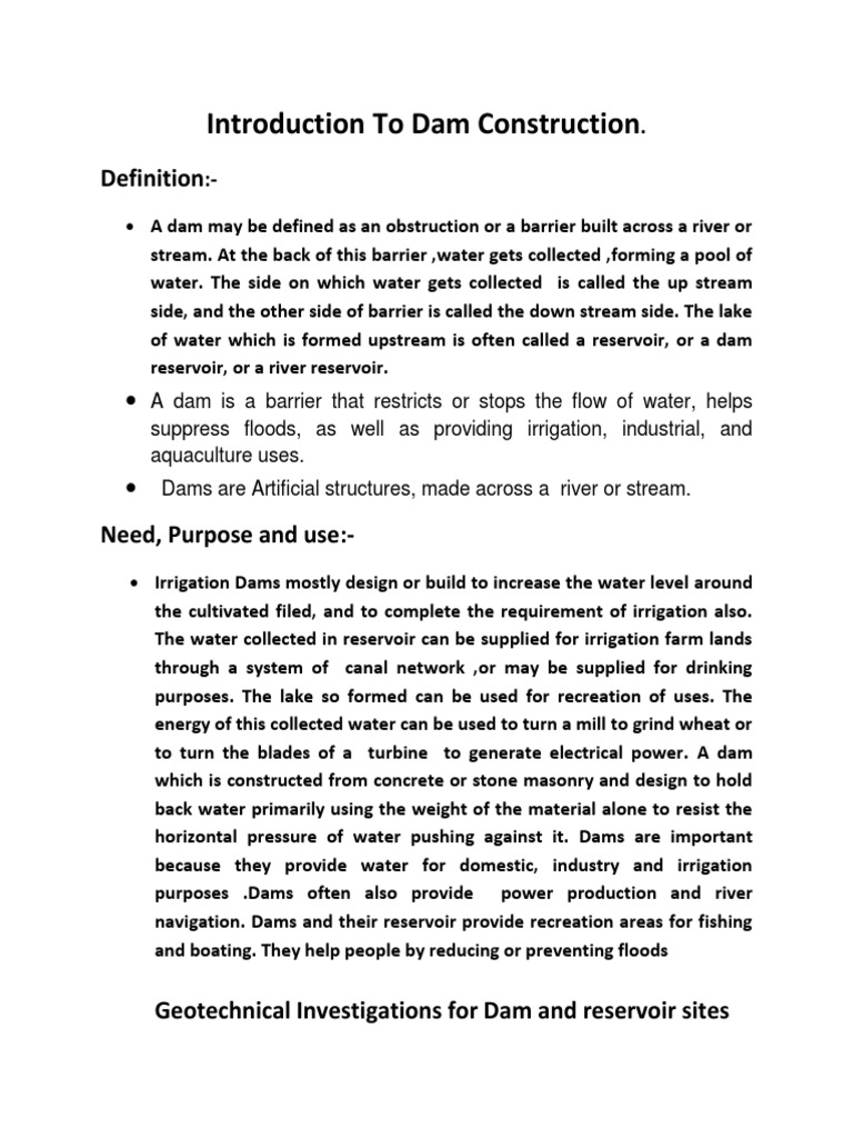 Introduction To Dam Construction | PDF | Dam | Flood