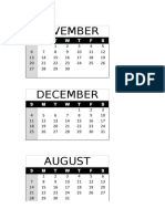 Calendar of monthly schedules