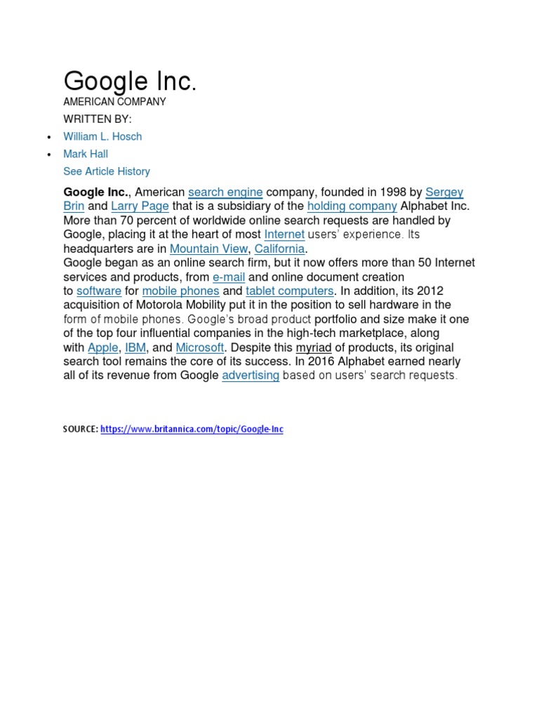 Evolution of Google Inc. Services | PDF