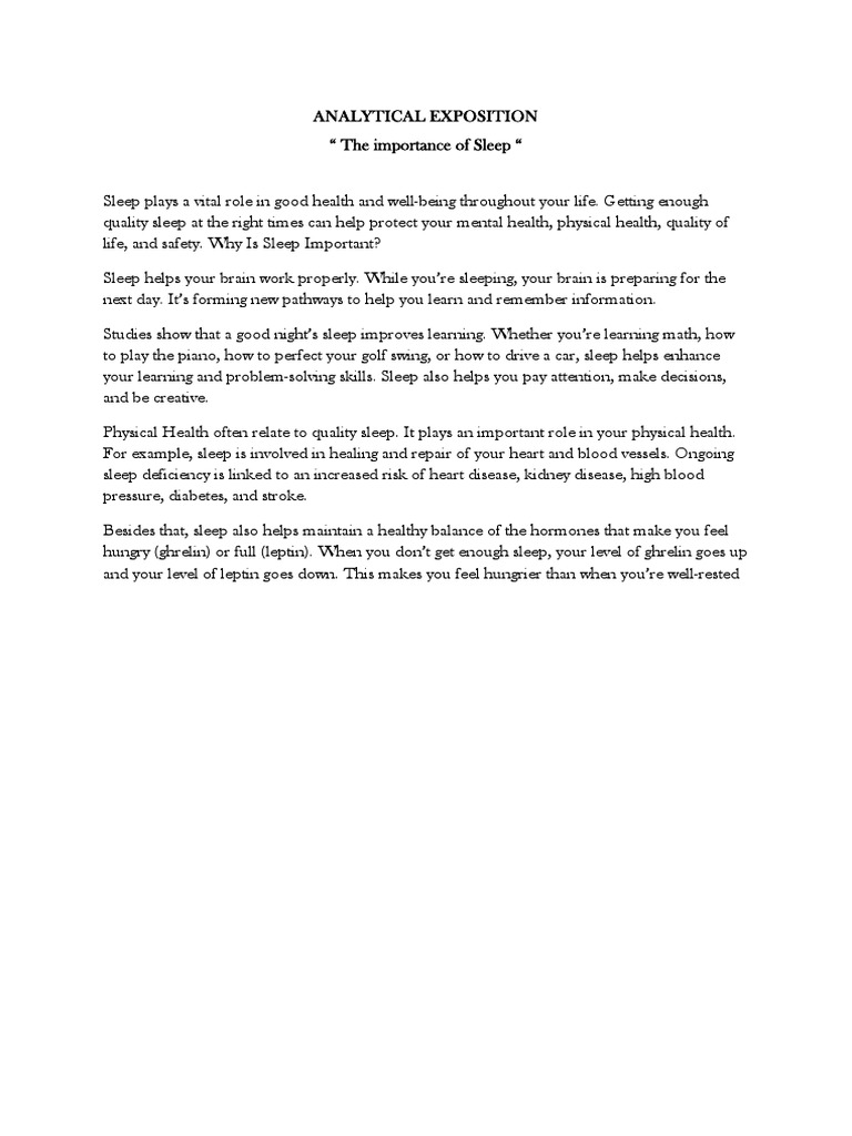 Analytical Exposition Sleep Wellness