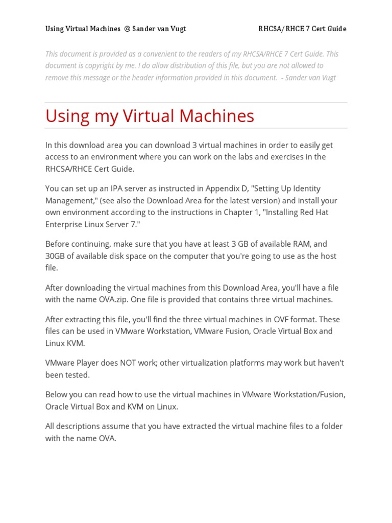 Instructions On How To Use The Virtual Machine Files PDF | PDF ...