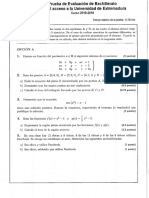 Examen PAU Extremadura 2019. Matemáticas