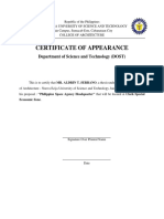 Certificate of Appearance: Department of Science and Technology (DOST)