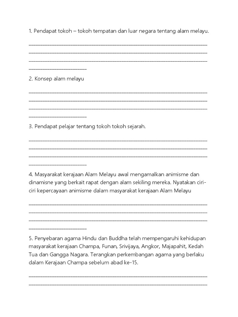 SOALAN SEJARAH PAT TINGKATAN 2 KSSM