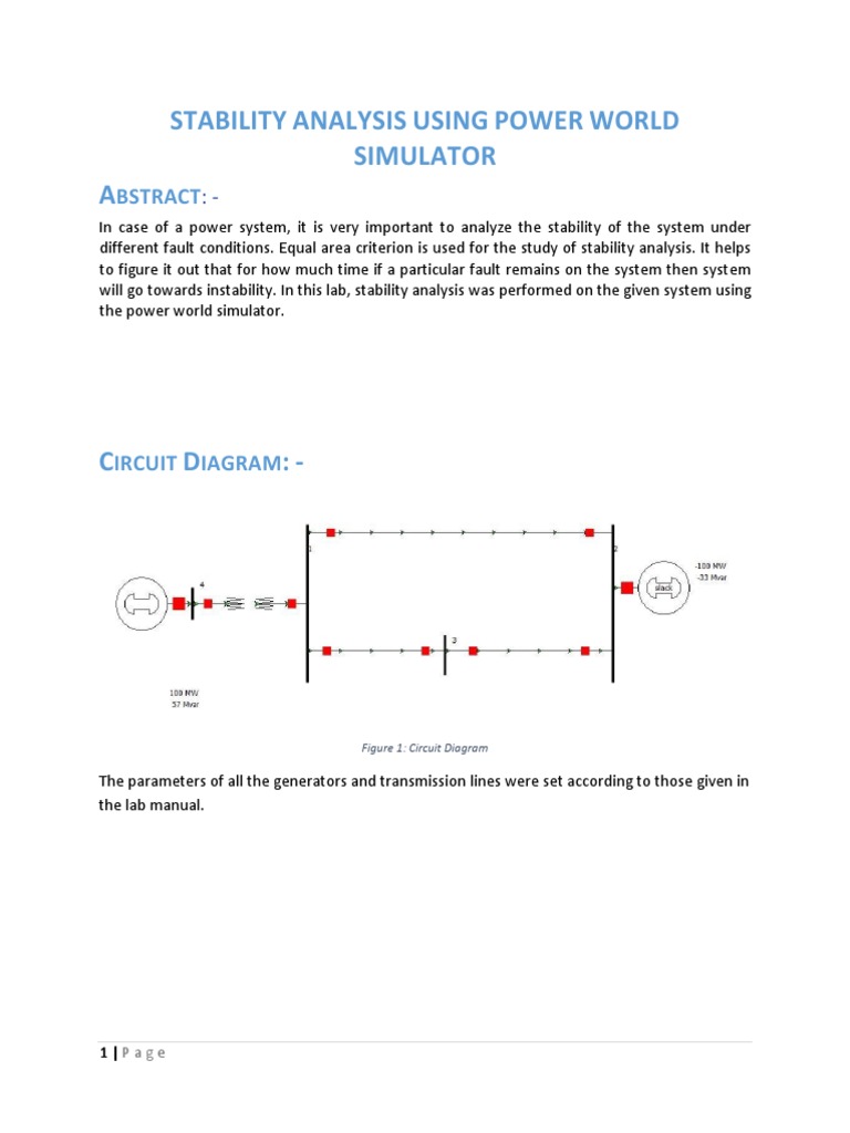 Stability Analysis Using Power World Simulator | PDF | Stability Theory ...