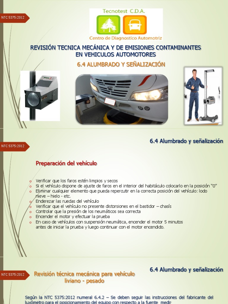 Revisión Técnica de Alumbrado | PDF | Faro | Transmisión (Mecánica)
