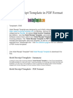 Hotel Receipt Template in PDF Format