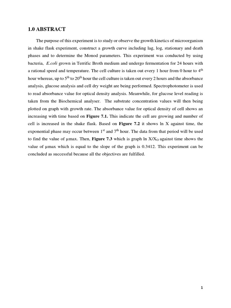Determination of Growth and Monod Parameters of Escherichia