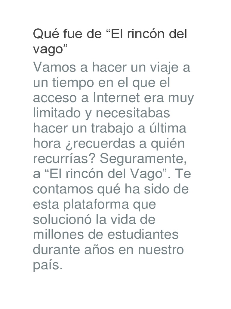 Qué Fue de El Rincon Del Vago PDF Red mundial