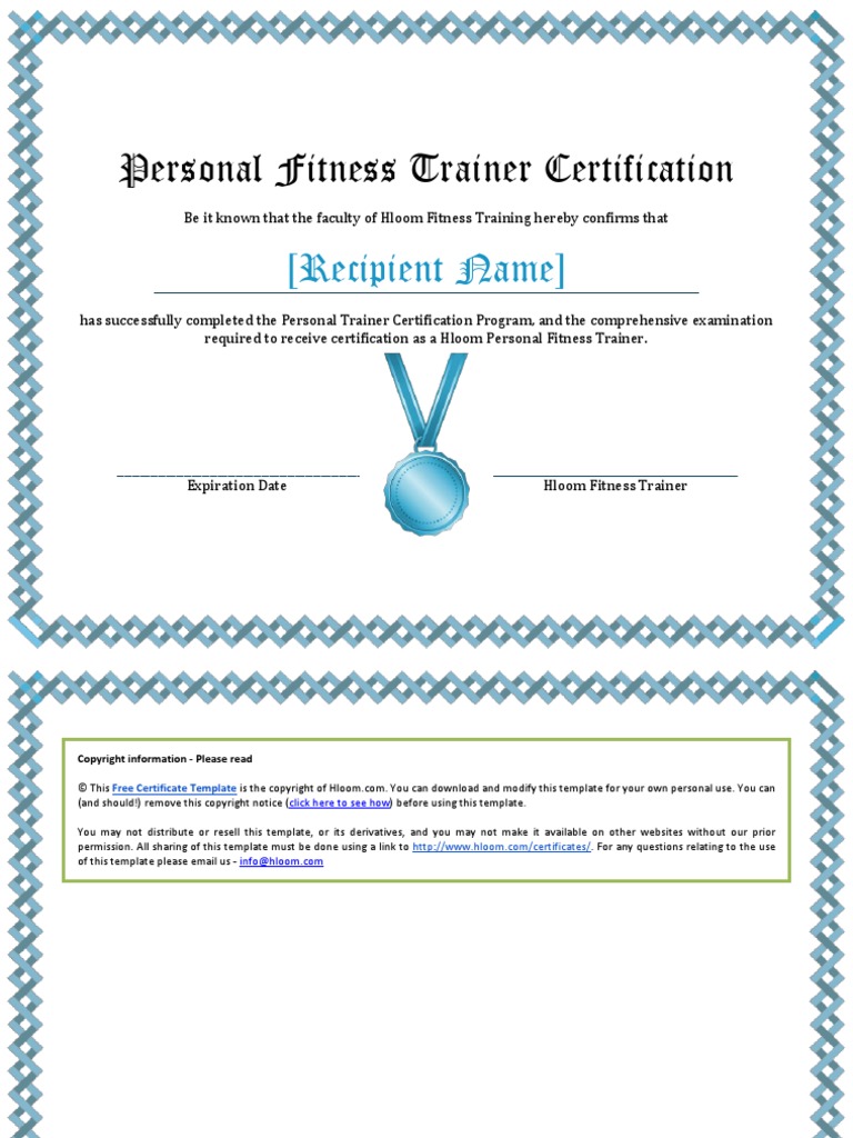 fitness certificate programs