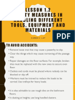 Safety Measures in Handling Different Tools, Equipment and Materials