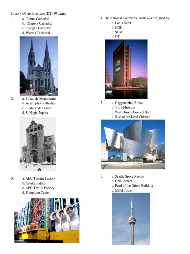 Architectural Landmarks Quiz | PDF | Architectural Styles | Architect
