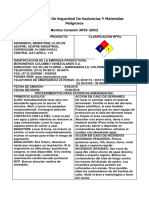 Hoja de Datos de Seguridad de Sustancias Y Materiales Peligrosos (AZUFRE)