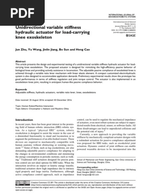 Unidirectional Variable Stiffness Hydraulic Actuator for Load Carrying Knee Exoskeleton
