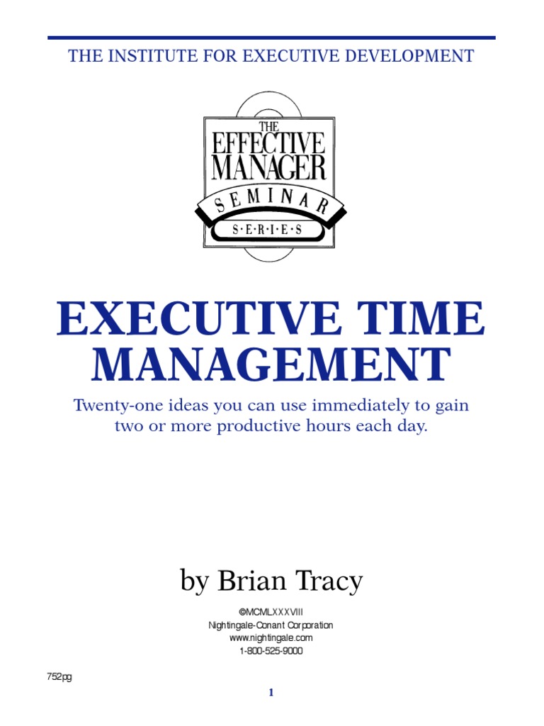 Brian Tracy Executive Time Management Pdf Time Management Professional Skills