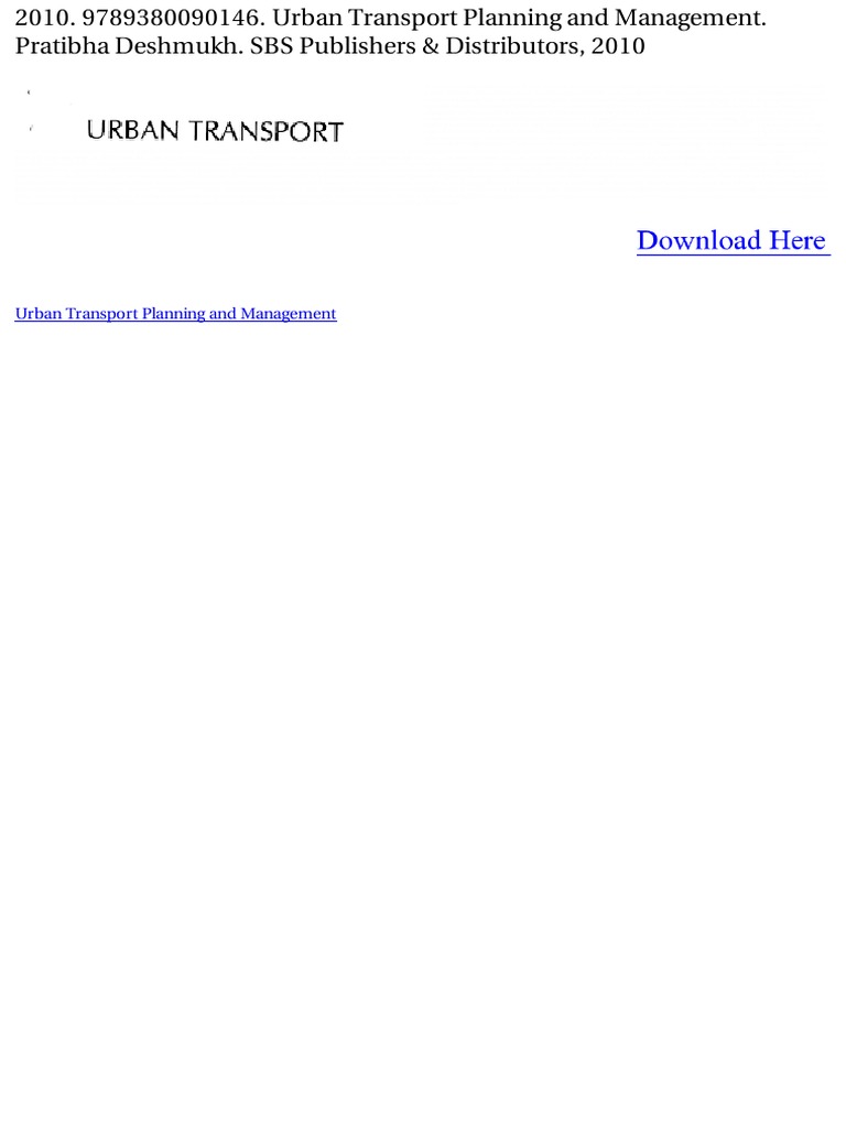 Urban Transport Planning and Management | PDF | Business
