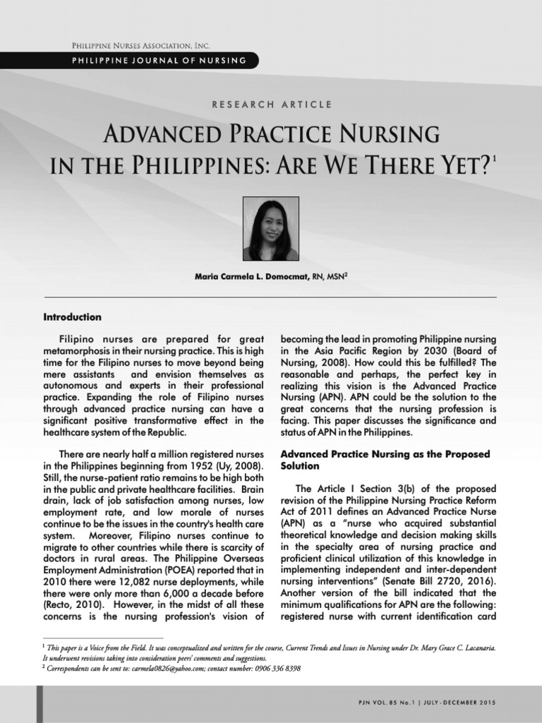 Advanced Practice Nursing in the Philippines | PDF | Advanced Practice ...