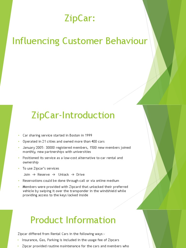 Zipcar Influencing Customer's Behaviour PDF Service Industries