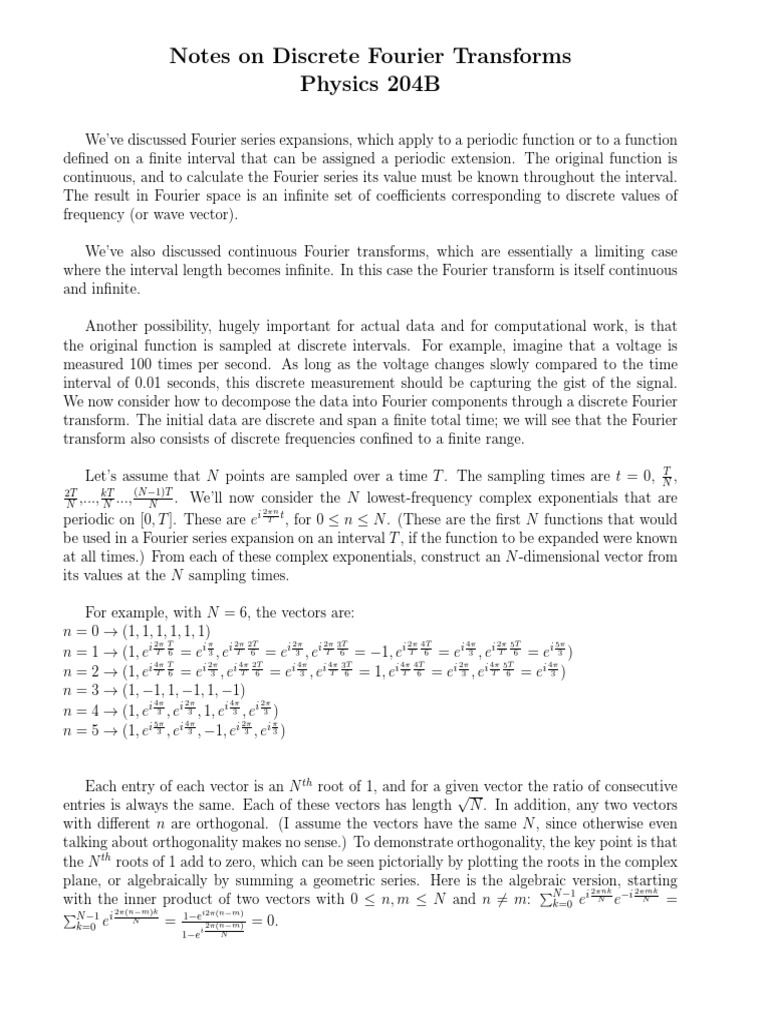 Discrete Fourier Transform Overview | PDF | Science & Mathematics ...