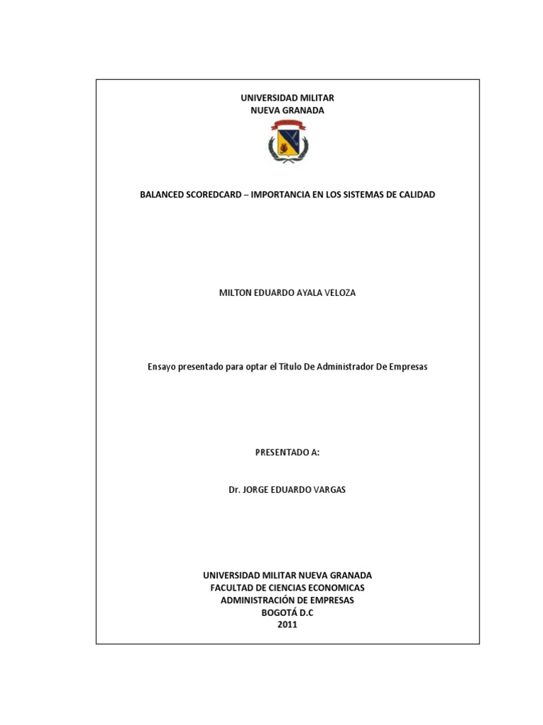 Importancia del Balanced Scorecard en Calidad | PDF | Calidad ...
