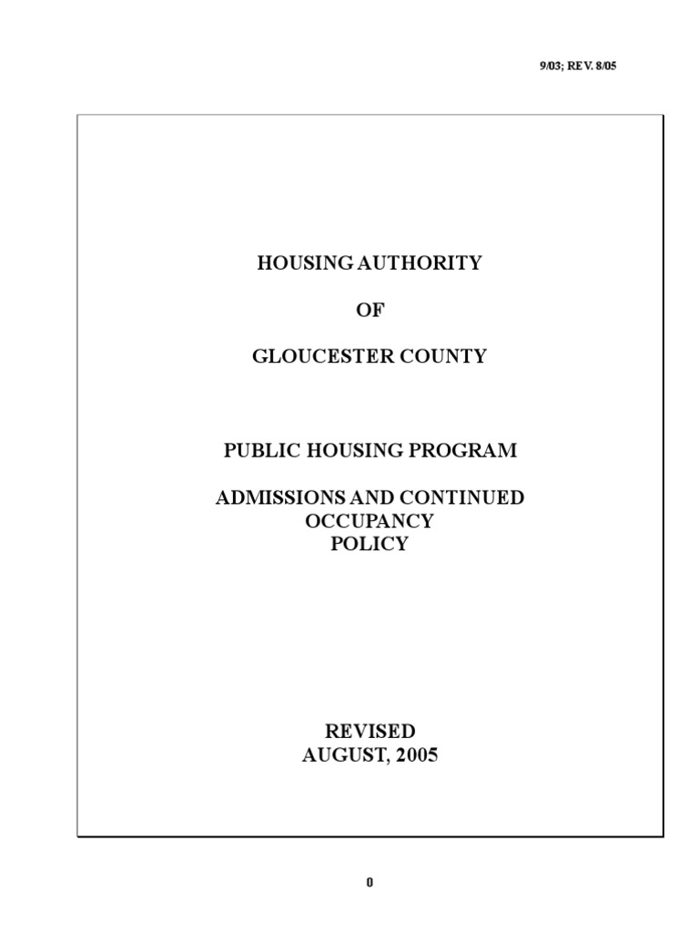 Housing Authority of Gloucester County Public Housing Program