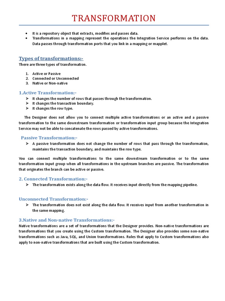 Types of Data Transformations | PDF