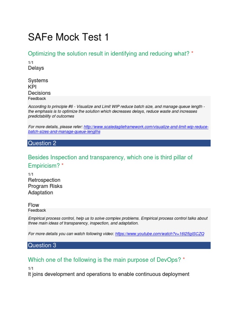 SAFe MockTest | PDF | Scrum (Software Development) | Agile Software ...