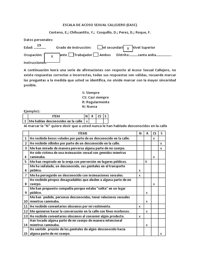 Escala de Acoso Sexual Callejero | PDF | Sexo | Violencia