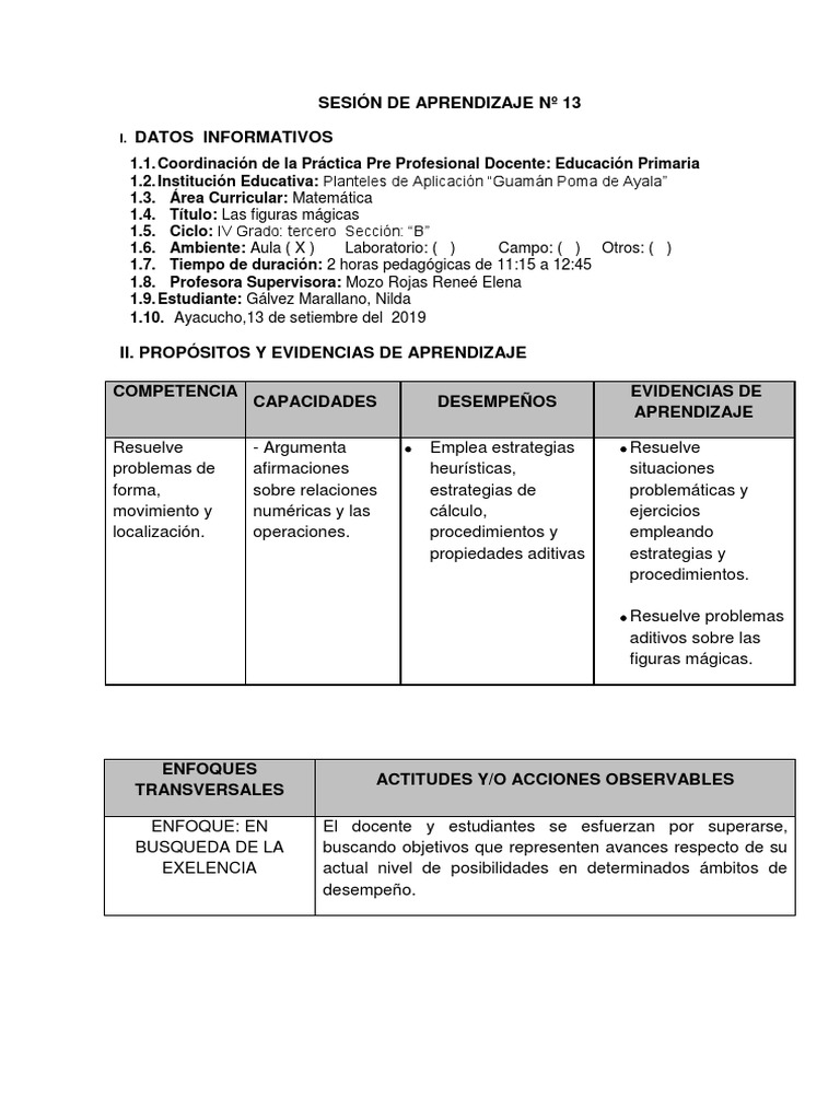 Sesion Figuras Magicas Pdf Aprendizaje Salón De Clases
