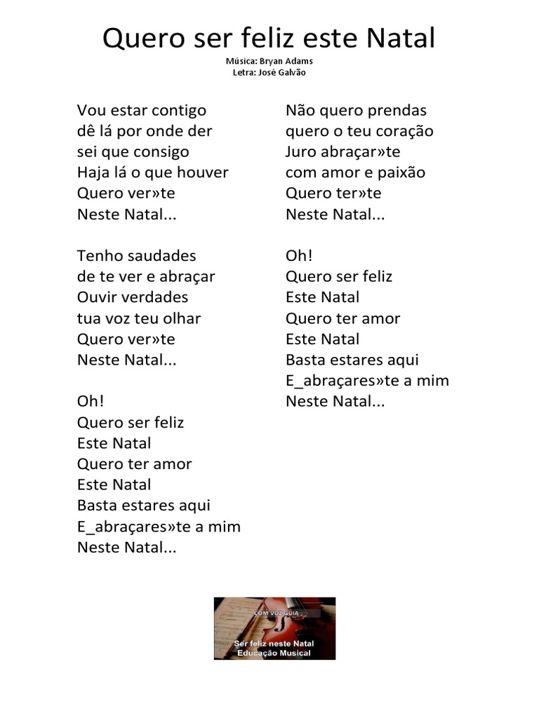 Ser Feliz Este Natal - Letra - Educacao Musical - Jose Galvao