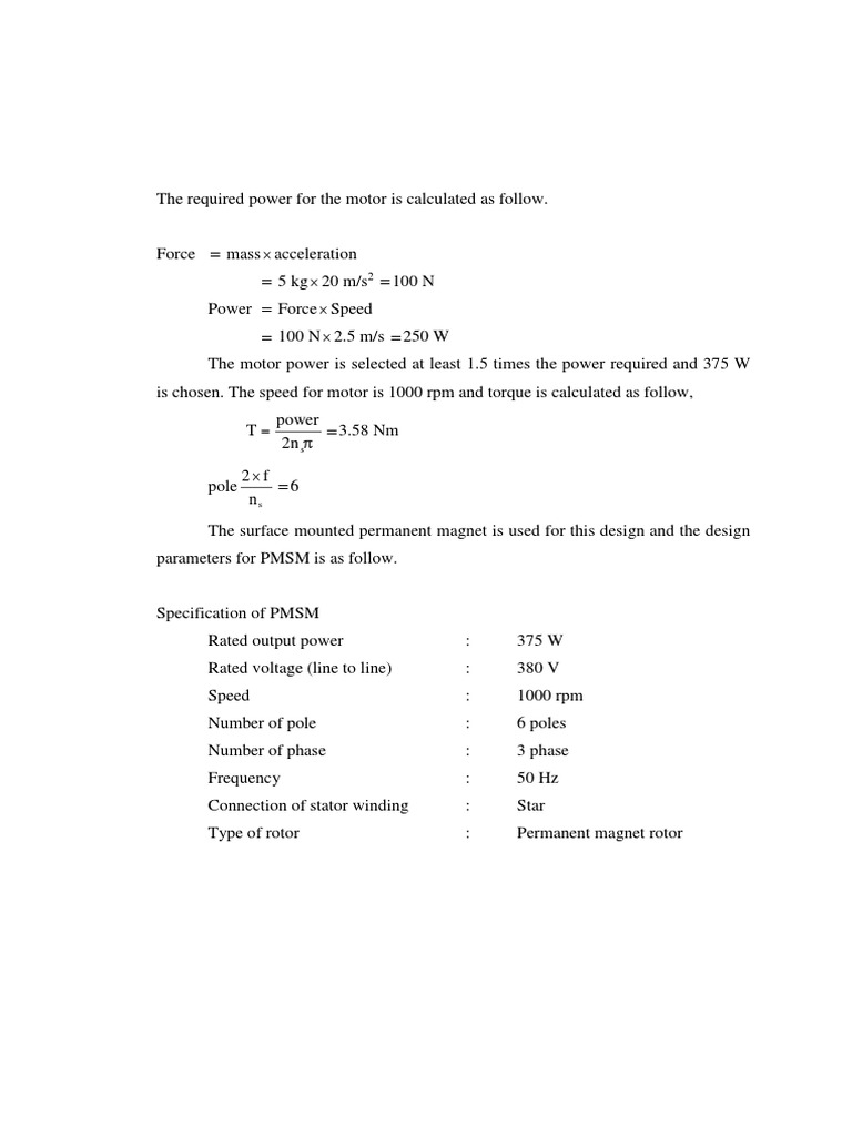 Motor Power Calculation for PMSM Design | PDF | Electric Motor ...