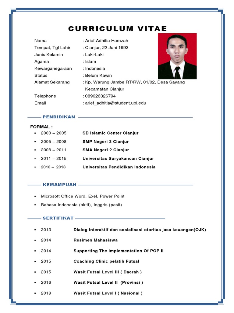 Curriculum vitae pendidikan image
