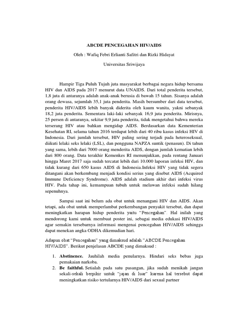 Abcde Pencegahan Hiv | PDF
