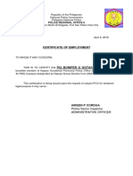PNP Certificate of Employment for PCI BONIFER O GOTAS