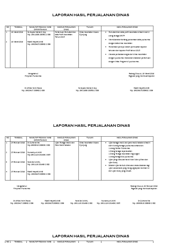 Laporan Perjalanan Dinas Kesehatan | PDF