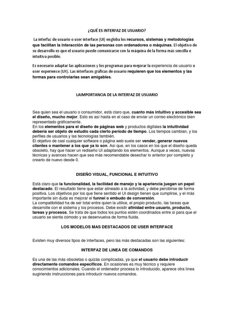 Importancia de la Interfaz de Usuario | PDF | Interfaces gráficas de ...