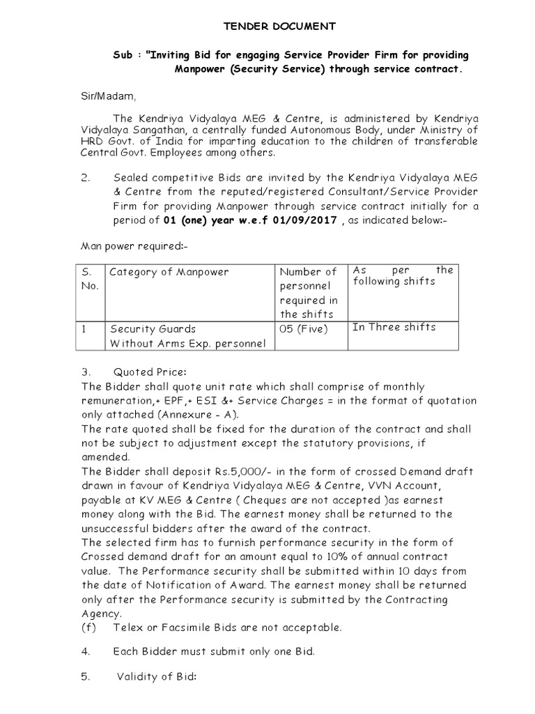 1859072791tender Security Service 2019 | PDF | Invoice | Payments
