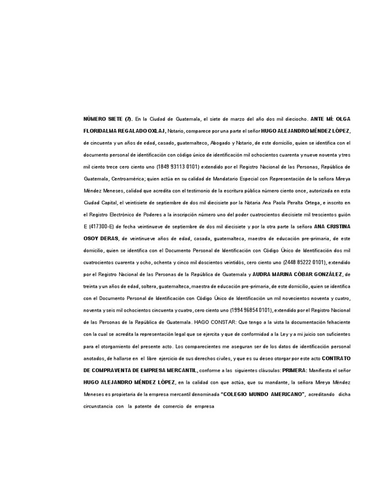 Contrato de Compraventa Mercantil en Guatemala | PDF | Guatemala ...