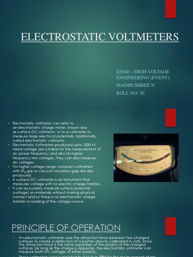 Electrostatic Voltmeters: Principles & Types | PDF | Voltage ...