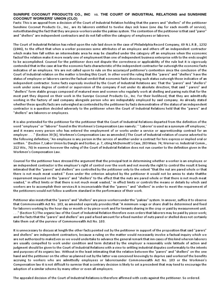 Labor Cases 1 | PDF | Employment | Judgment (Law)