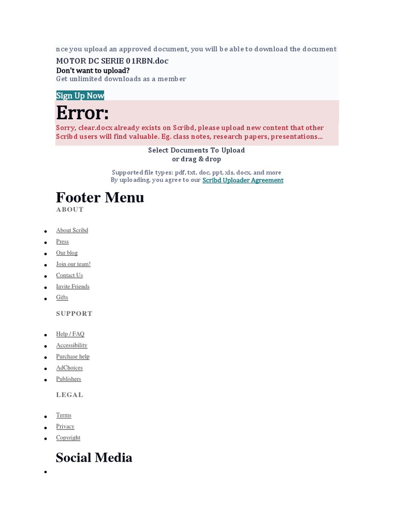 Error:: Footer Menu | PDF | Scribd | Internet