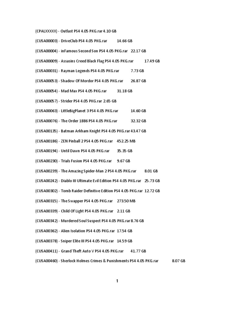 Ps4 List Pdf Leisure Sports